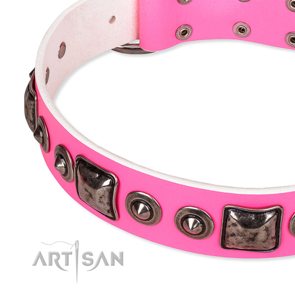 Best quality full grain natural leather dog collar handcrafted for your attractive pet
