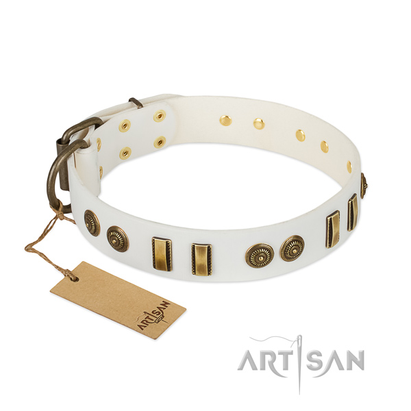 Rust resistant buckle on full grain leather dog collar for your dog