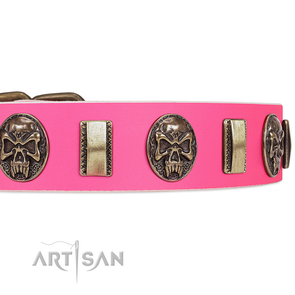 Rust resistant fittings on genuine leather dog collar for your pet
