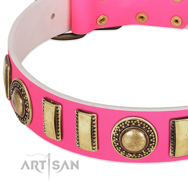 Durable natural leather dog collar for your lovely dog