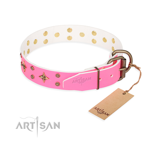 Best quality decorated dog collar of leather
