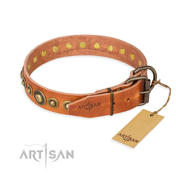 Soft genuine leather dog collar created for fancy walking