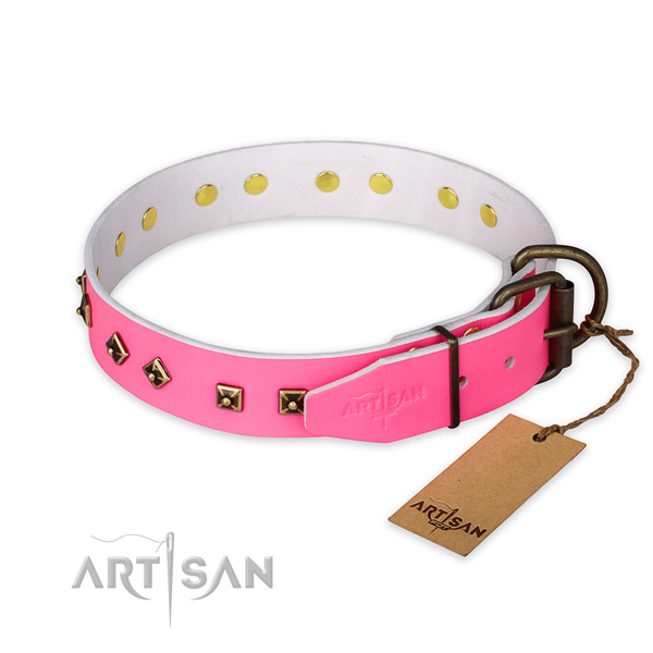 Rust resistant hardware on full grain natural leather collar for basic training your canine