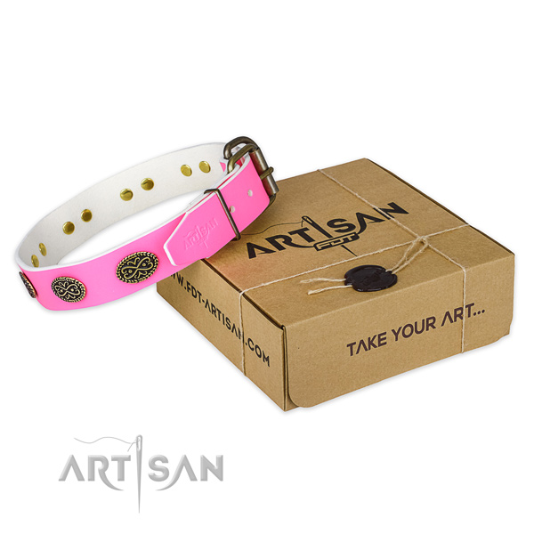 Strong decorations on dog collar for handy use