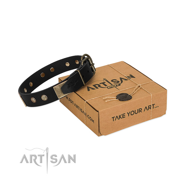 Durable hardware on dog collar for basic training