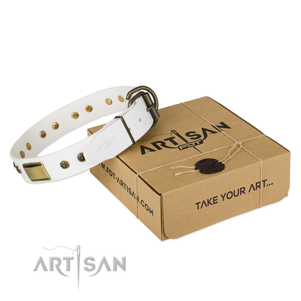 Fashionable natural genuine leather collar for your lovely pet