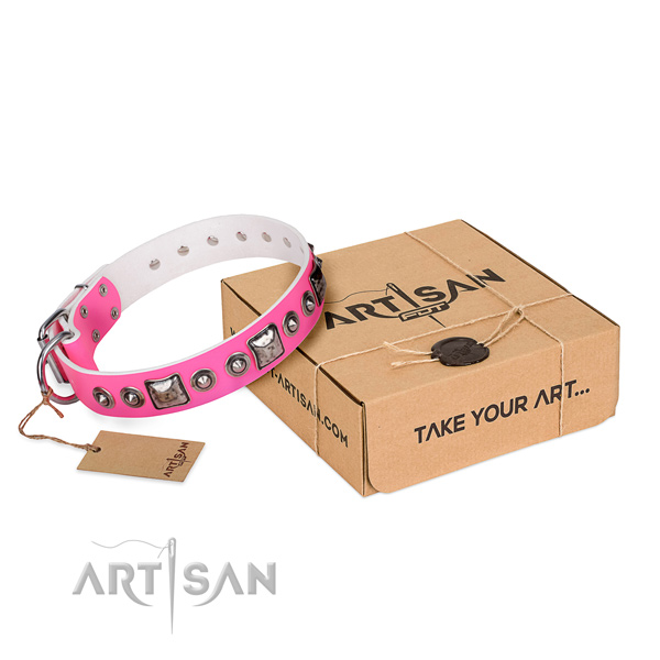 Soft to touch leather dog collar created for comfy wearing