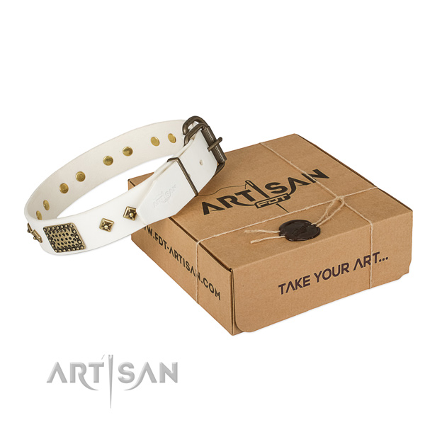Top quality full grain natural leather collar for your lovely dog