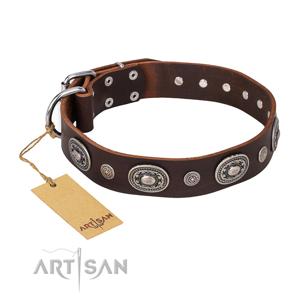 Top notch full grain natural leather collar crafted for your four-legged friend