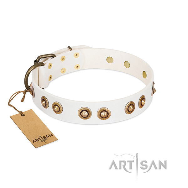 Handmade full grain natural leather collar for your canine