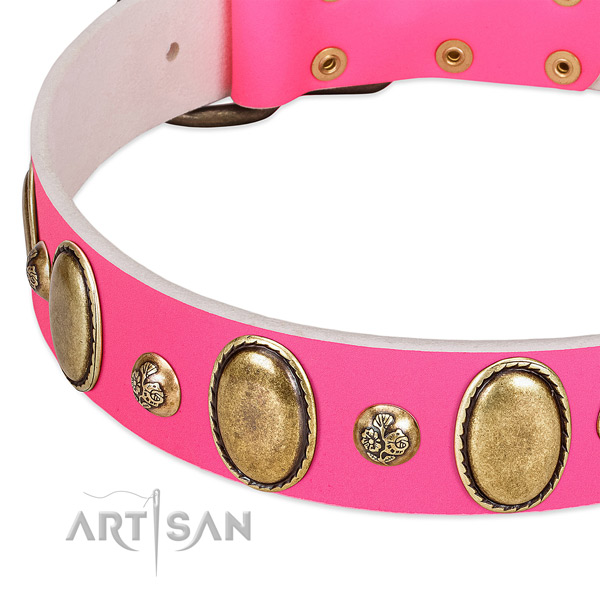 Stylish walking soft to touch leather dog collar