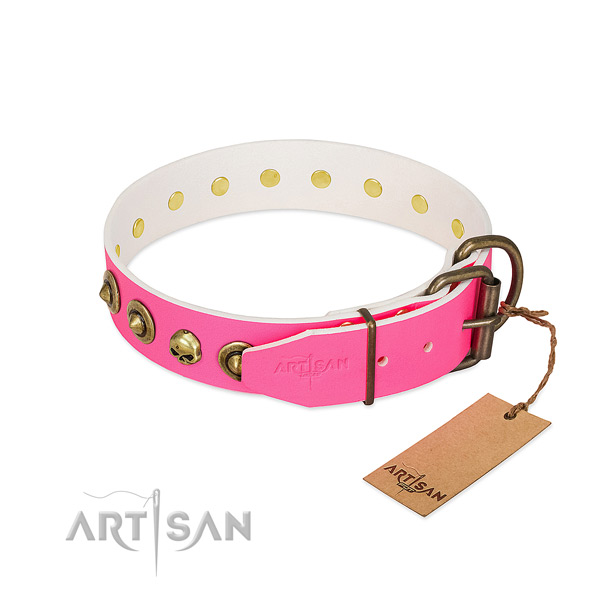 Full grain genuine leather collar with exceptional studs for your pet
