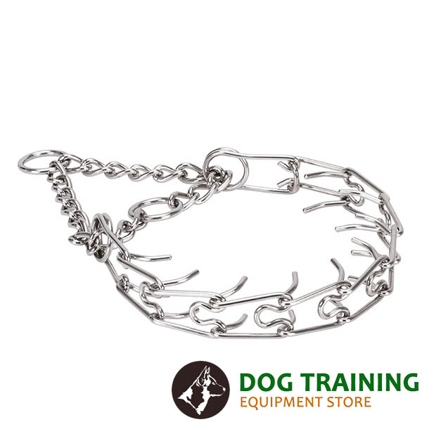 Corrosion resistant stainless steel prong collar for aggressive canines